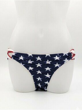 Xhilaration American Flag Stars Bikini Bottom Size Medium Blue Red Patriotic